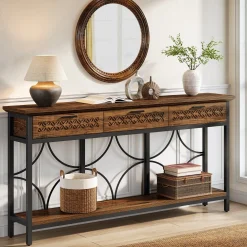 70.9" Console Table, Long Entryway Table Accent Table with Storage Drawers