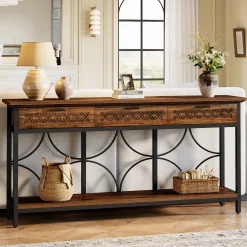 70.9" Console Table, Long Entryway Table Accent Table with Storage Drawers