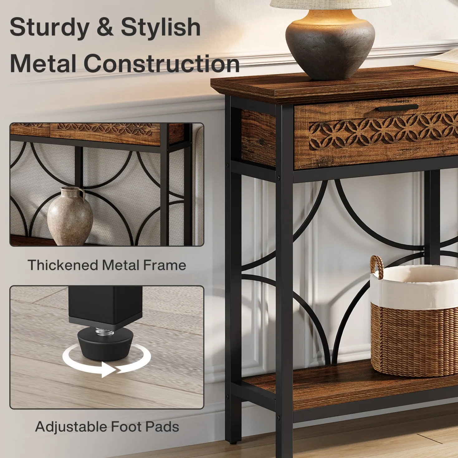 70.9" Console Table, Long Entryway Table Accent Table with Storage Drawers