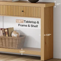 70.9" Console Table, Long Wooden Sofa Table with 3 Drawers