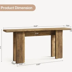 70.87" Console Table, Mid-Century Modern Sofa Table Behind Couch