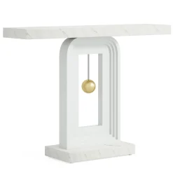 39.4" Console Table, Modern Sofa Entryway Table with Gold Decor