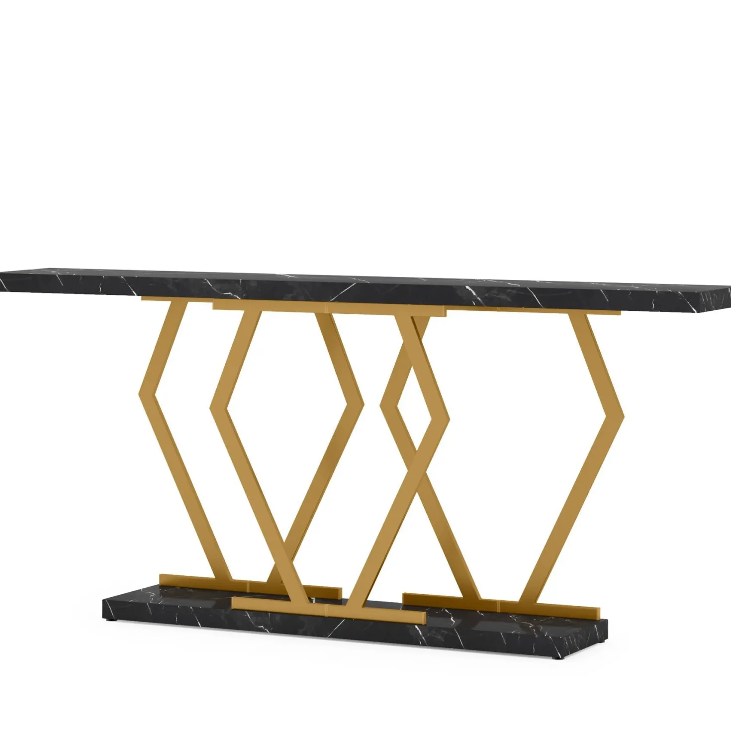 70.9" Console Table, Modern Sofa Table with Faux Marble Tabletop