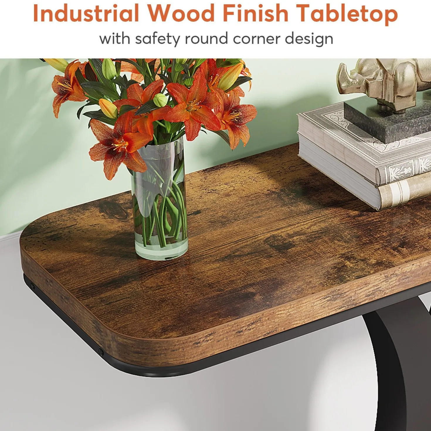 40" Console Table, Narrow Entryway Foyer Table with Geometric Base