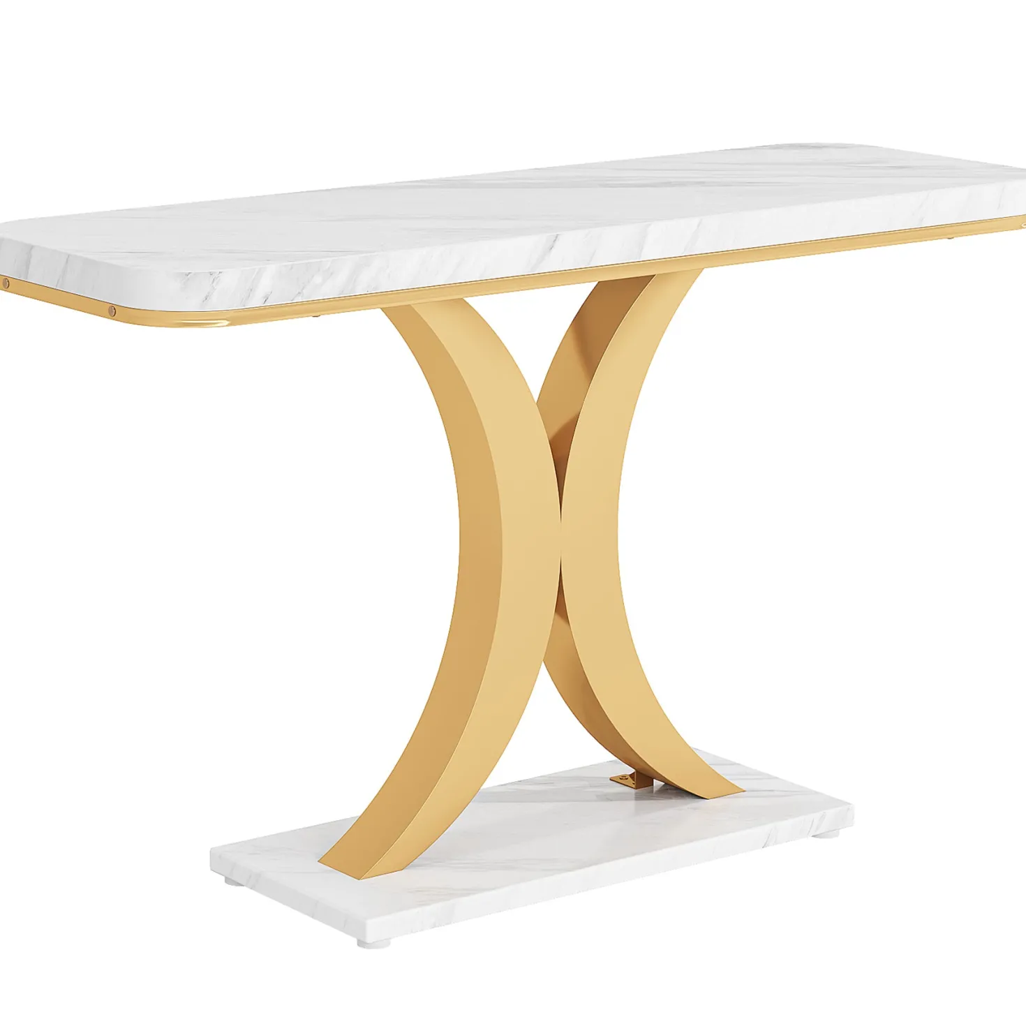 40" Console Table, Narrow Entryway Foyer Table with Geometric Base