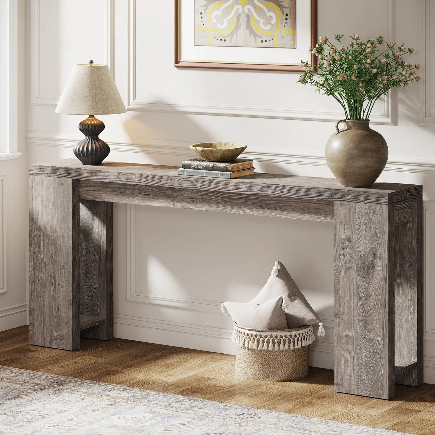 70.9" Console Table, Narrow Entryway Sofa Table Behind Couch for Hallway
