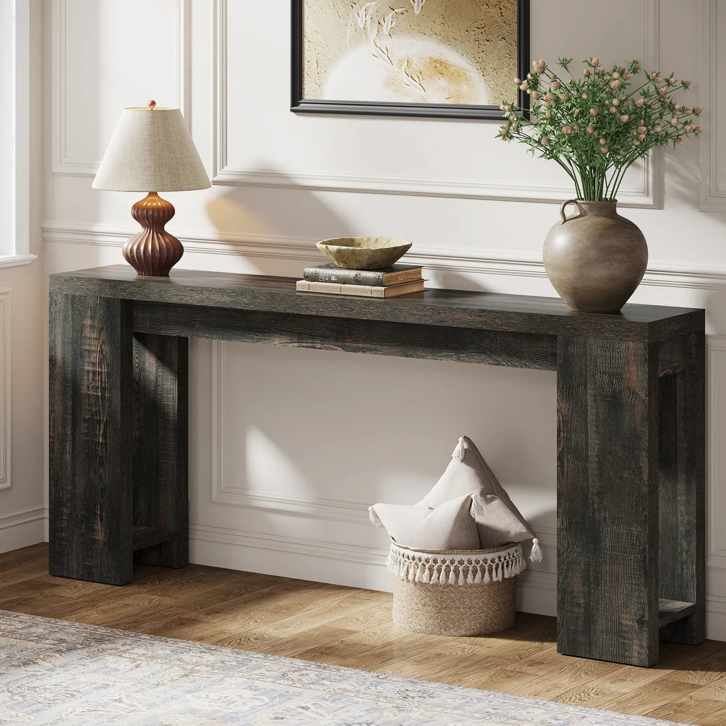 70.9" Console Table, Narrow Entryway Sofa Table Behind Couch for Hallway