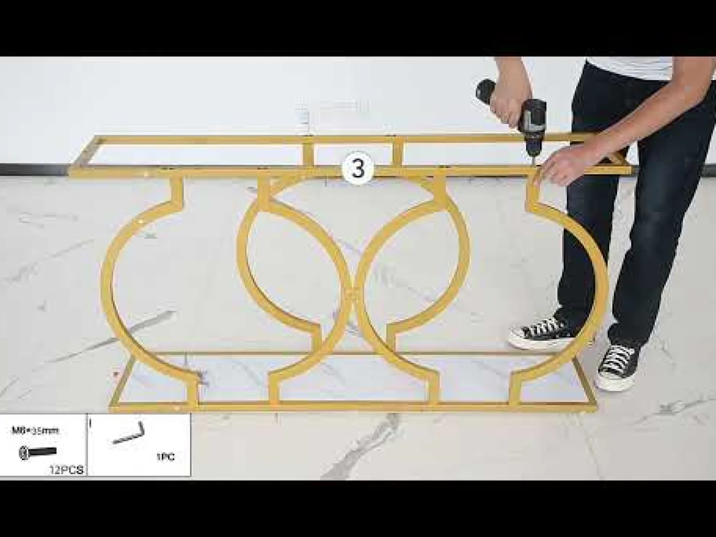 55" Console Table, Narrow Entryway Sofa Table with Geometric Metal Frame