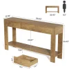 67“ Console Table, Narrow Farmhouse Entryway Table with 3 Storage Drawers