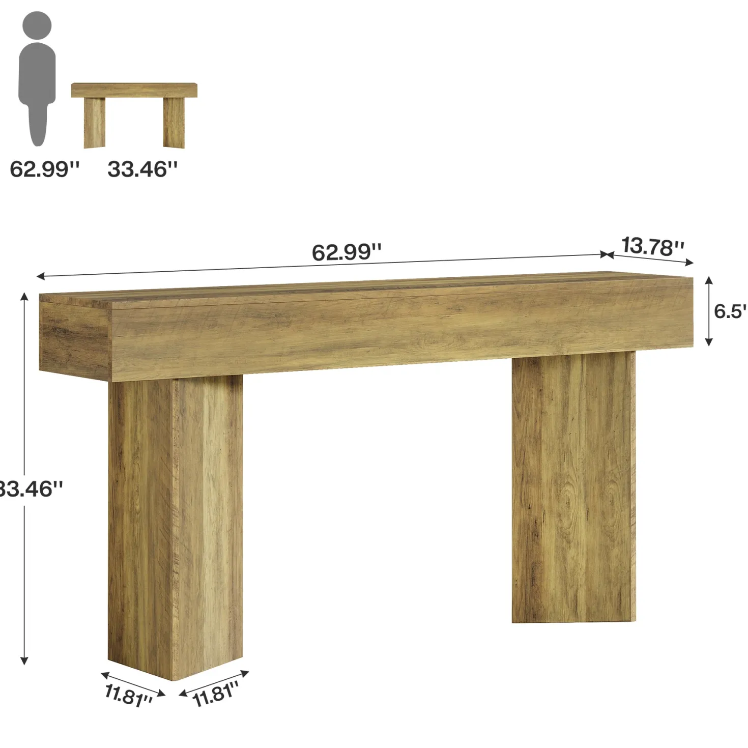63" Console Table, Narrow Sofa Table Entry Console Table