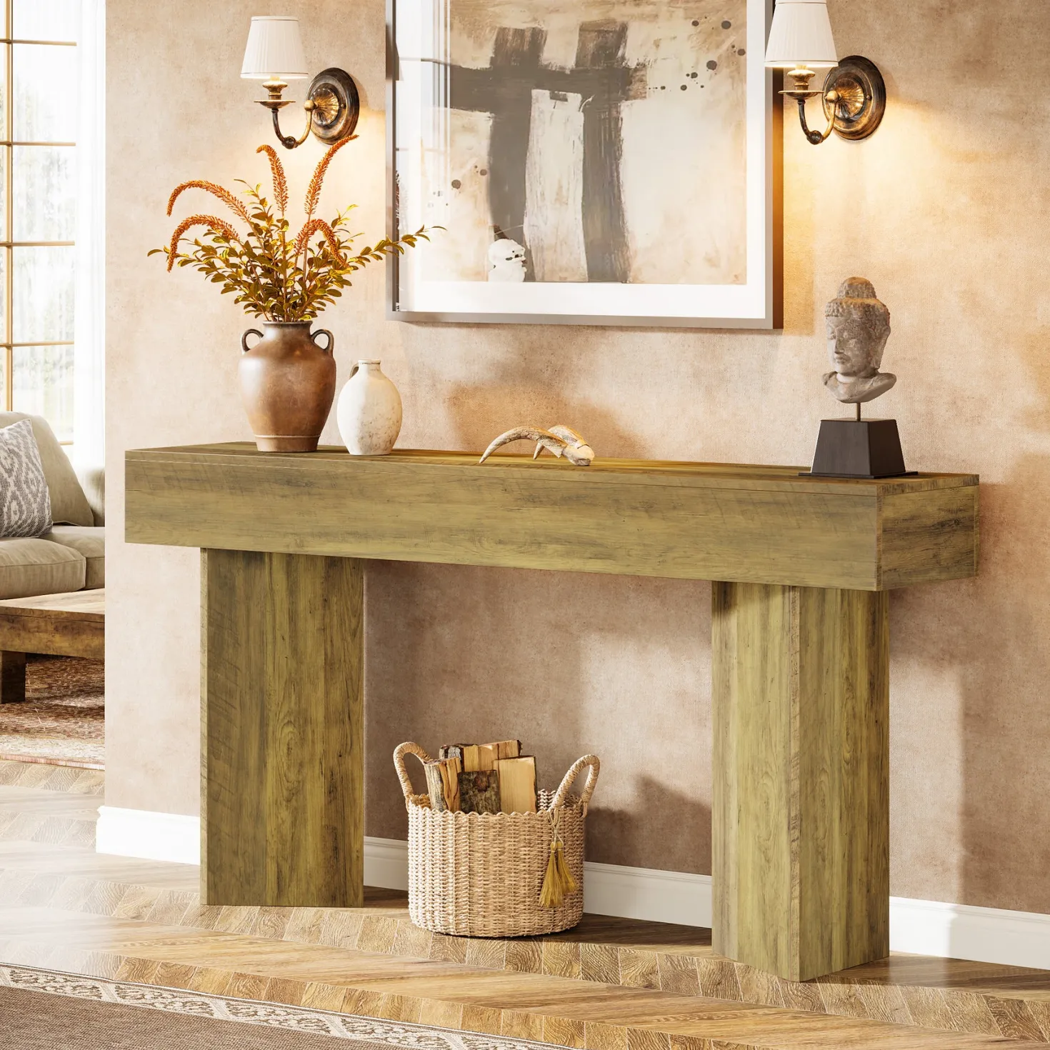 63" Console Table, Narrow Sofa Table Entry Console Table