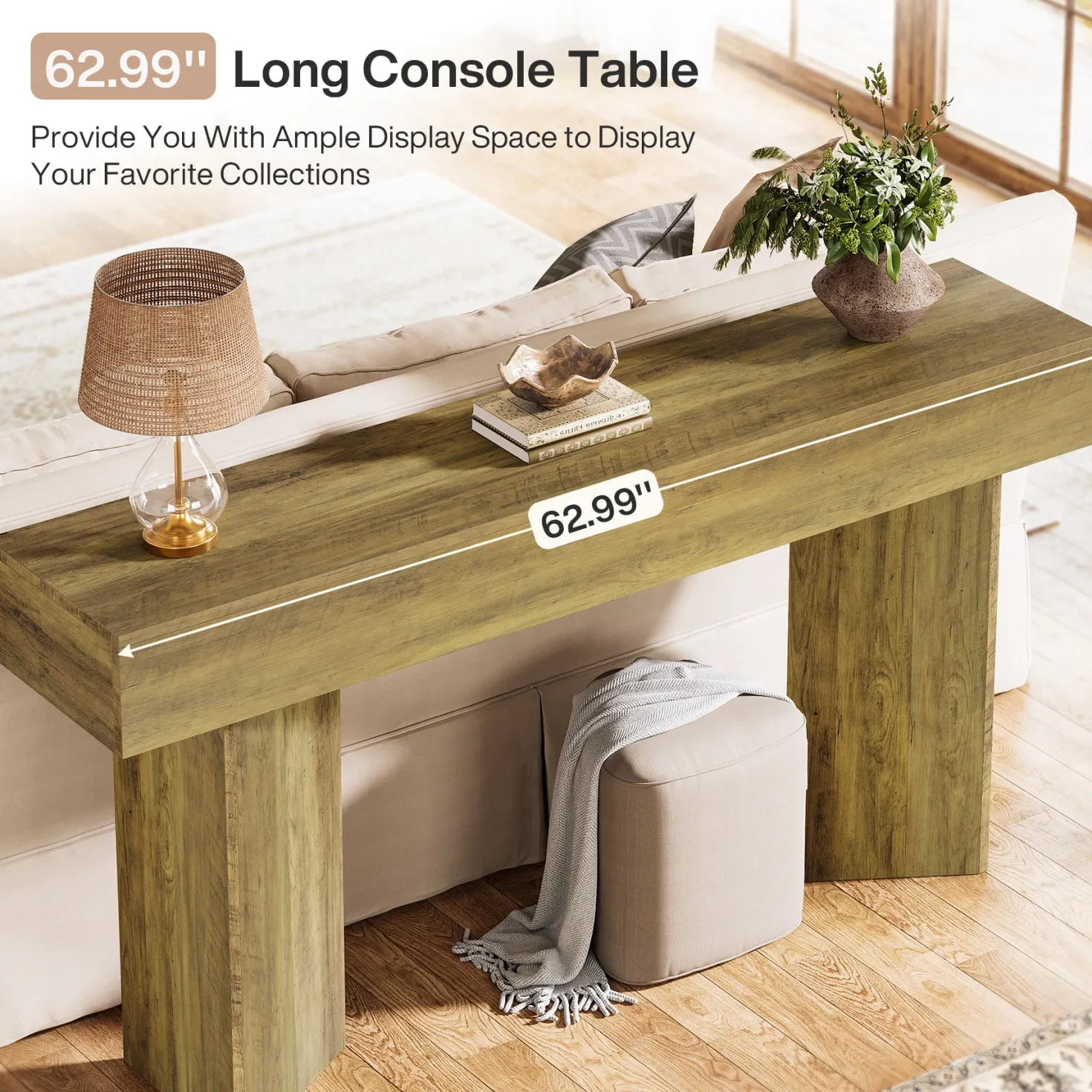 63" Console Table, Narrow Sofa Table Entry Console Table