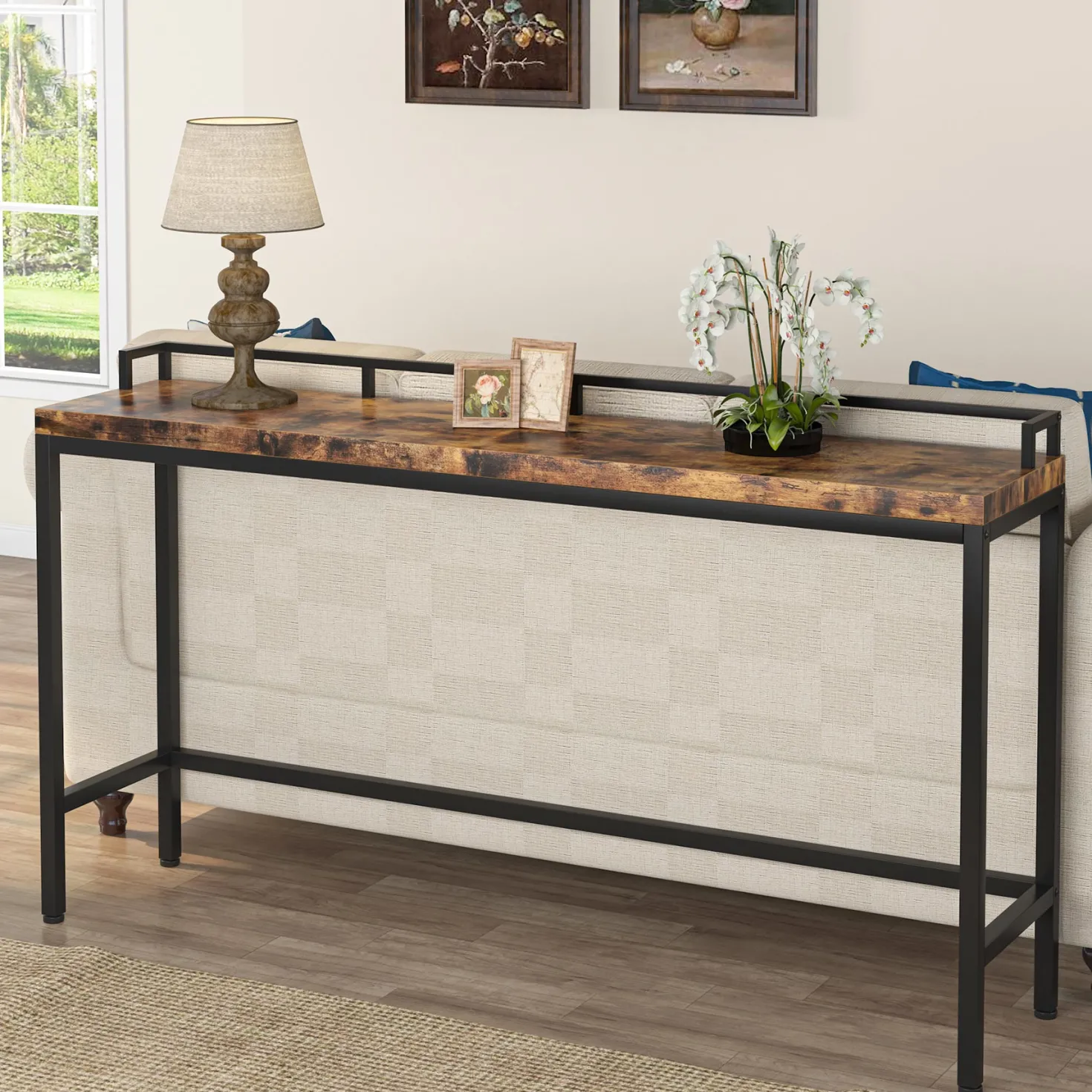 70.9" Console Table, Narrow Sofa Accent Table Behind Couch