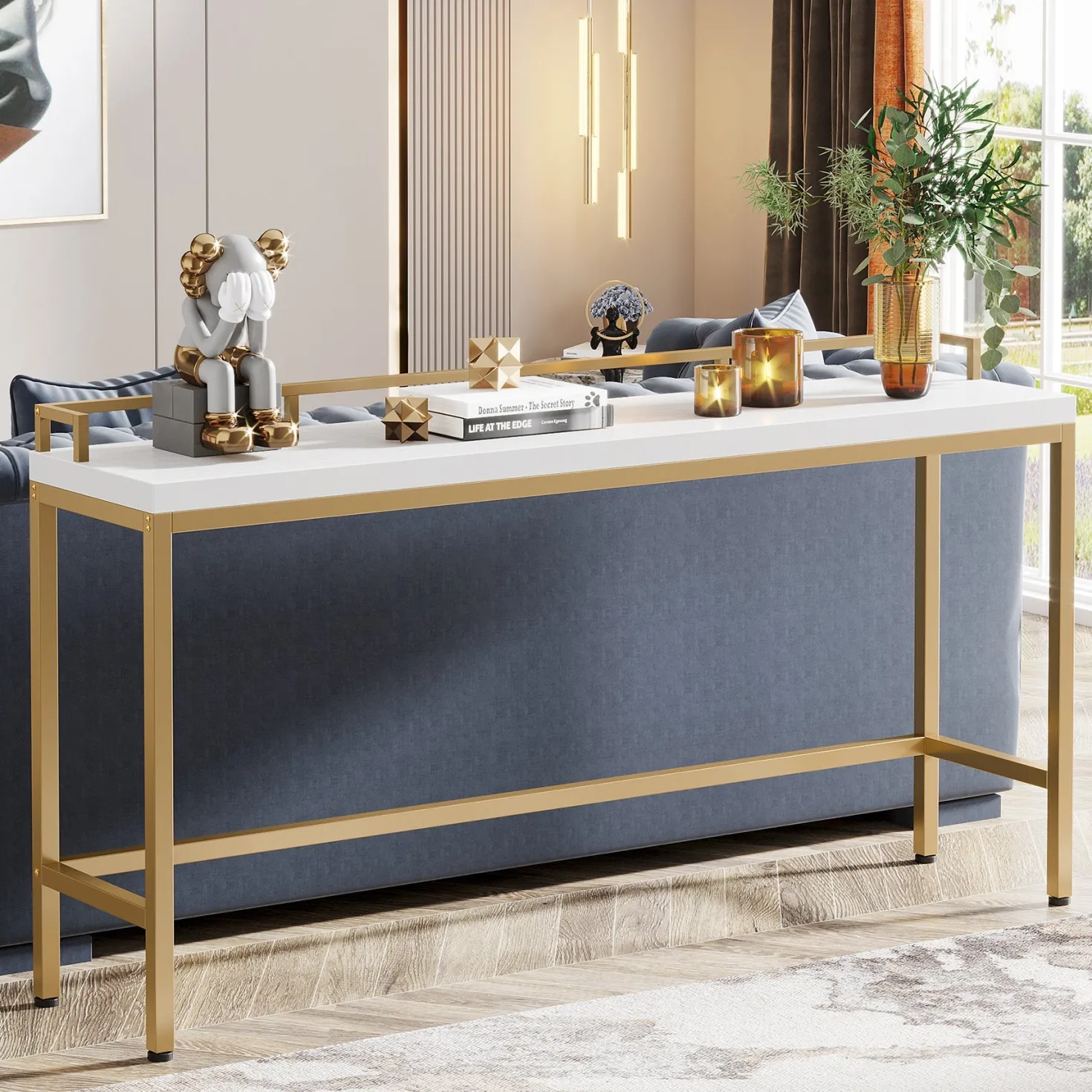 70.9" Console Table, Narrow Sofa Accent Table Behind Couch