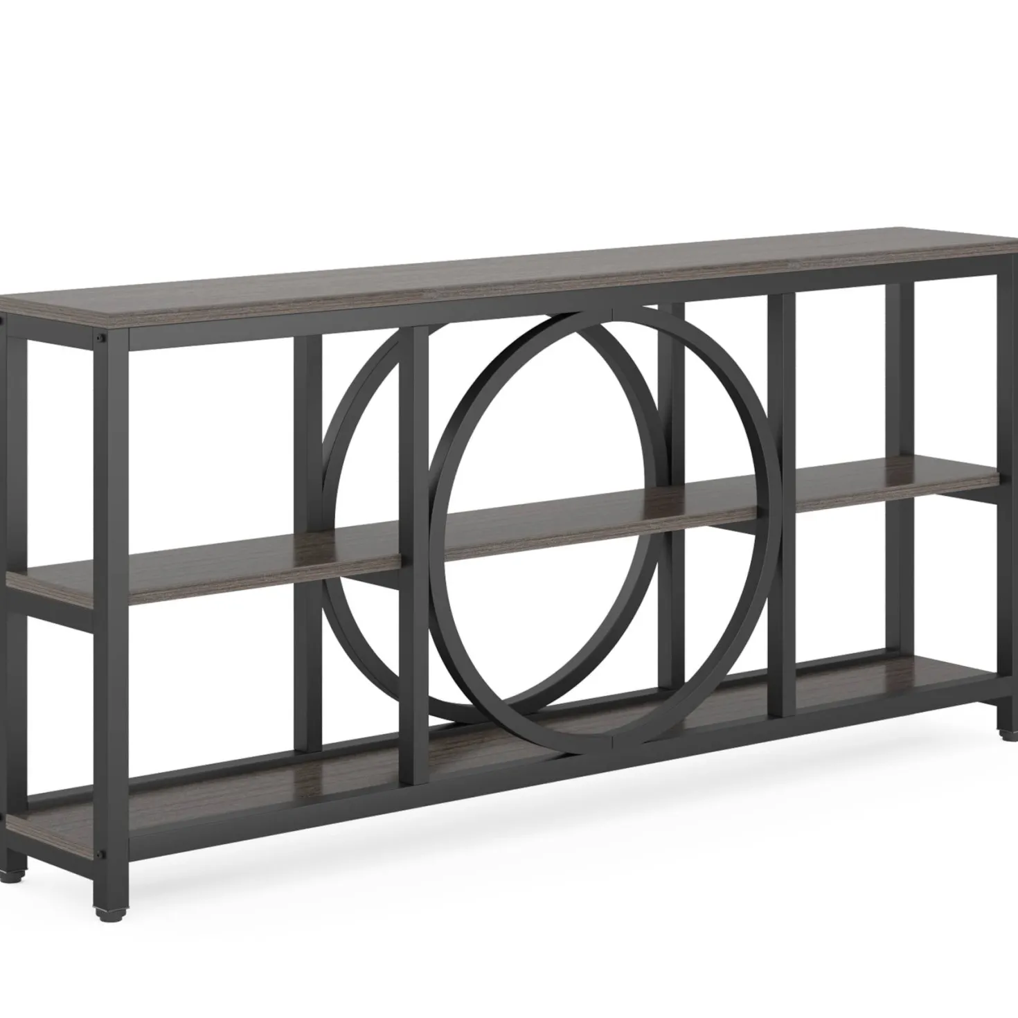 70.9" Console Table, Narrow Sofa Table with 3 Tier Storage Shelves