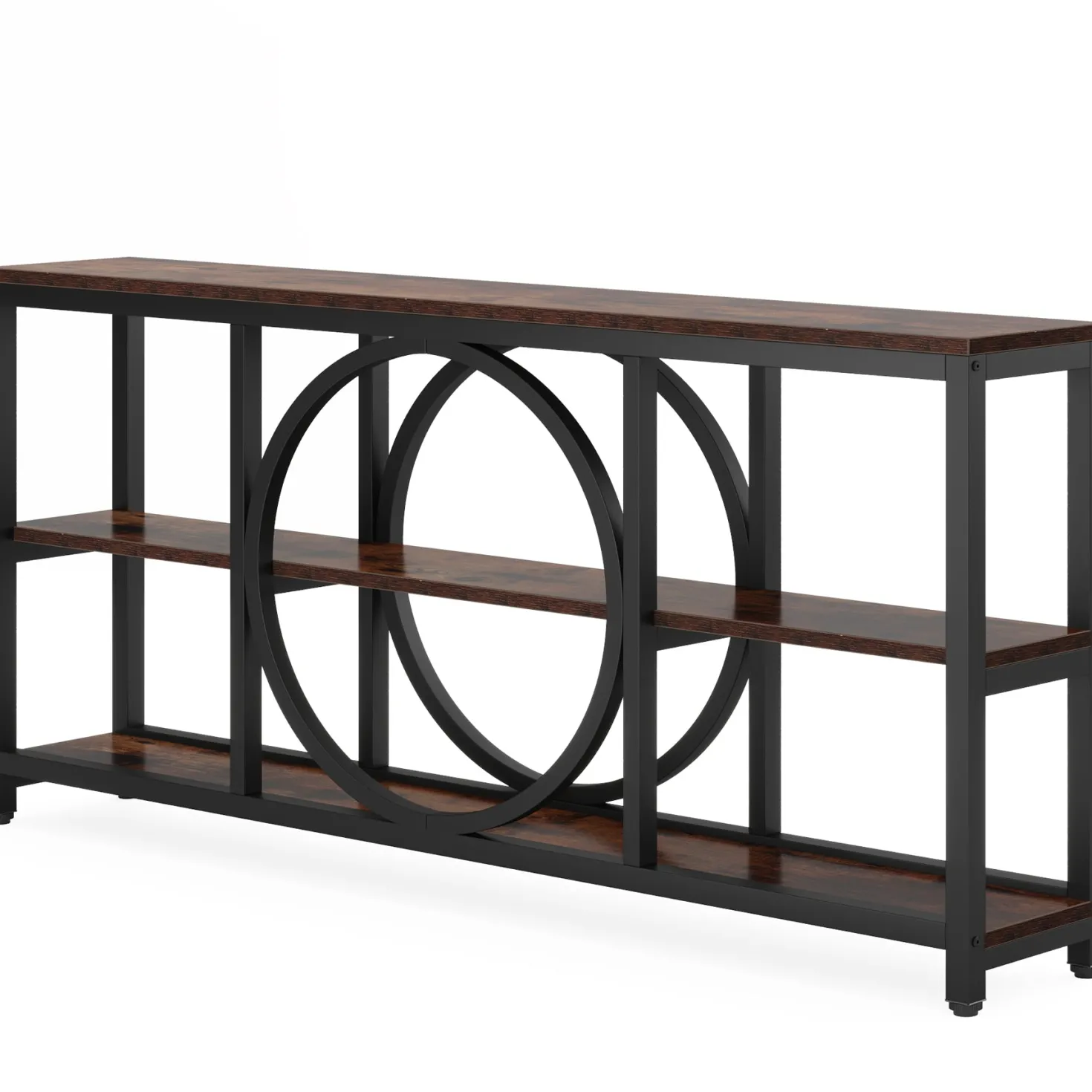 70.9" Console Table, Narrow Sofa Table with 3 Tier Storage Shelves