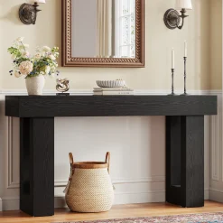 63" Console Table, Rectangular Sofa Table with Thick Legs Behind Couch