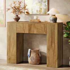 39" Console Table, Rustic Sofa Entryway Table Foyer Table with Drawer