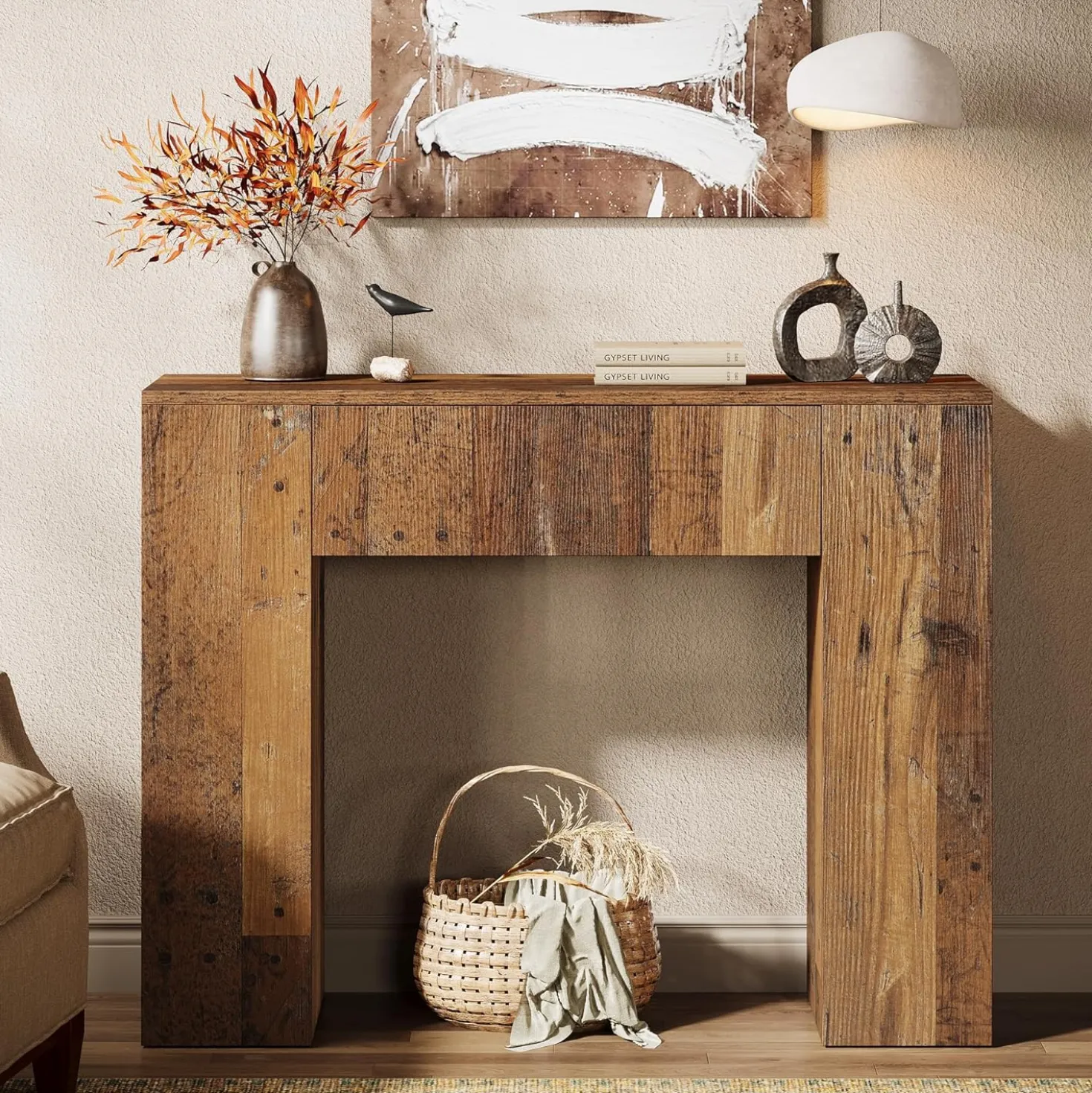 39" Console Table, Rustic Sofa Entryway Table Foyer Table with Drawer