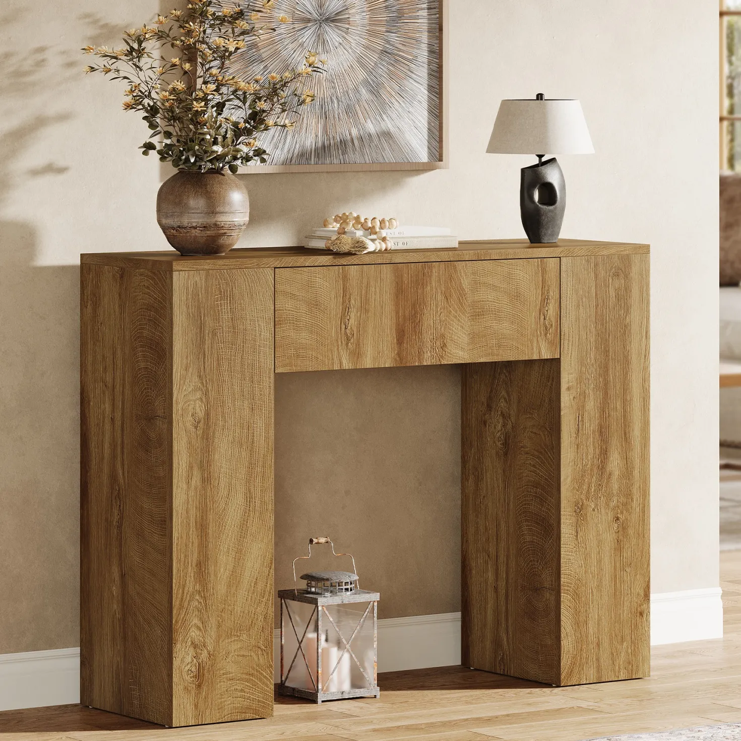 39" Console Table, Rustic Sofa Entryway Table Foyer Table with Drawer