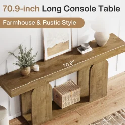 70.9" Console Table, Rustic Sofa Table Hallway Table
