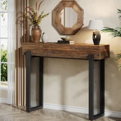 41" Console Table, Small Sofa Entryway Table with Storage and Mesh Metal Legs