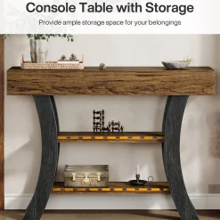 41" Console Table, Sofa Entryway Table with Storage Shelves