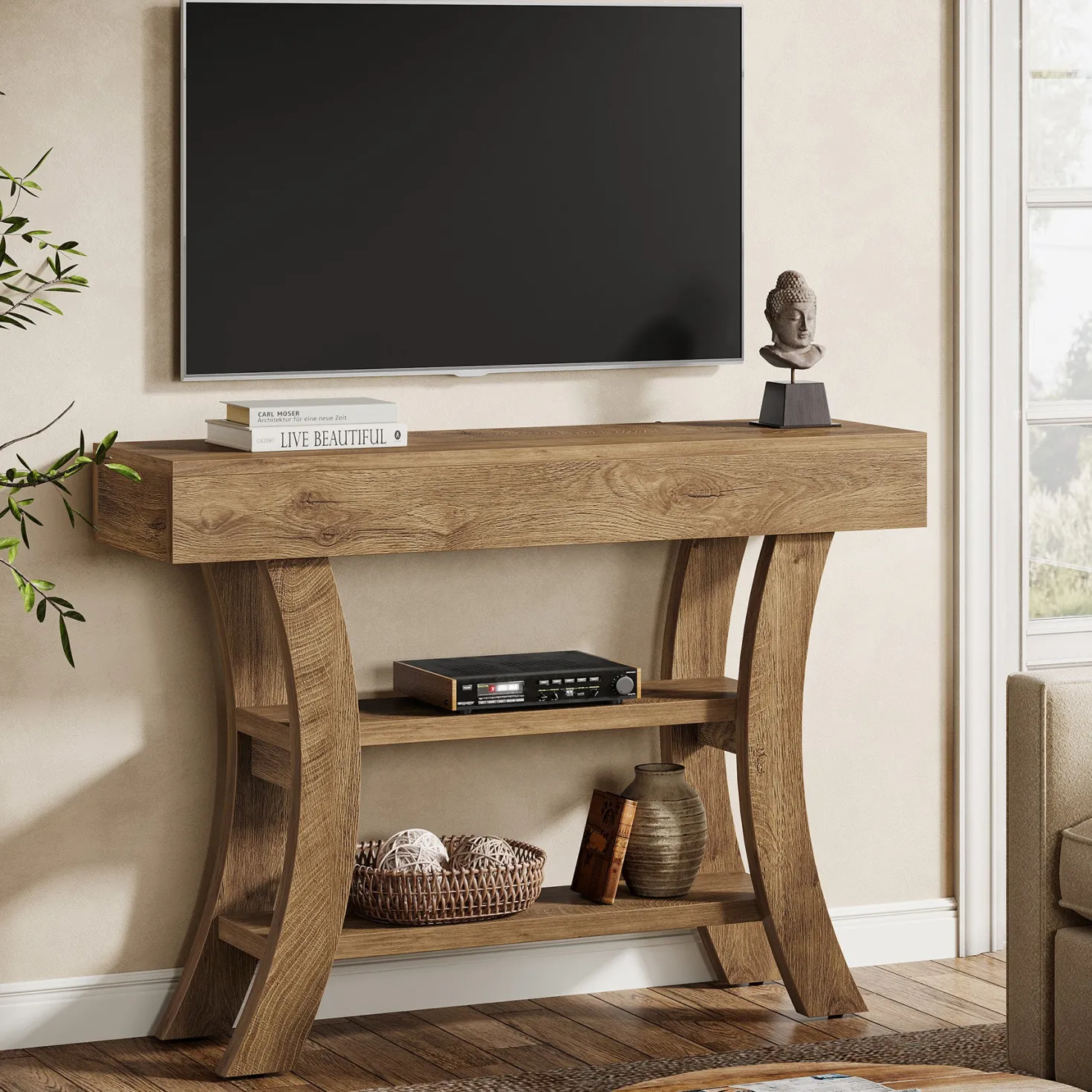 41" Console Table, Sofa Entryway Table with Storage Shelves
