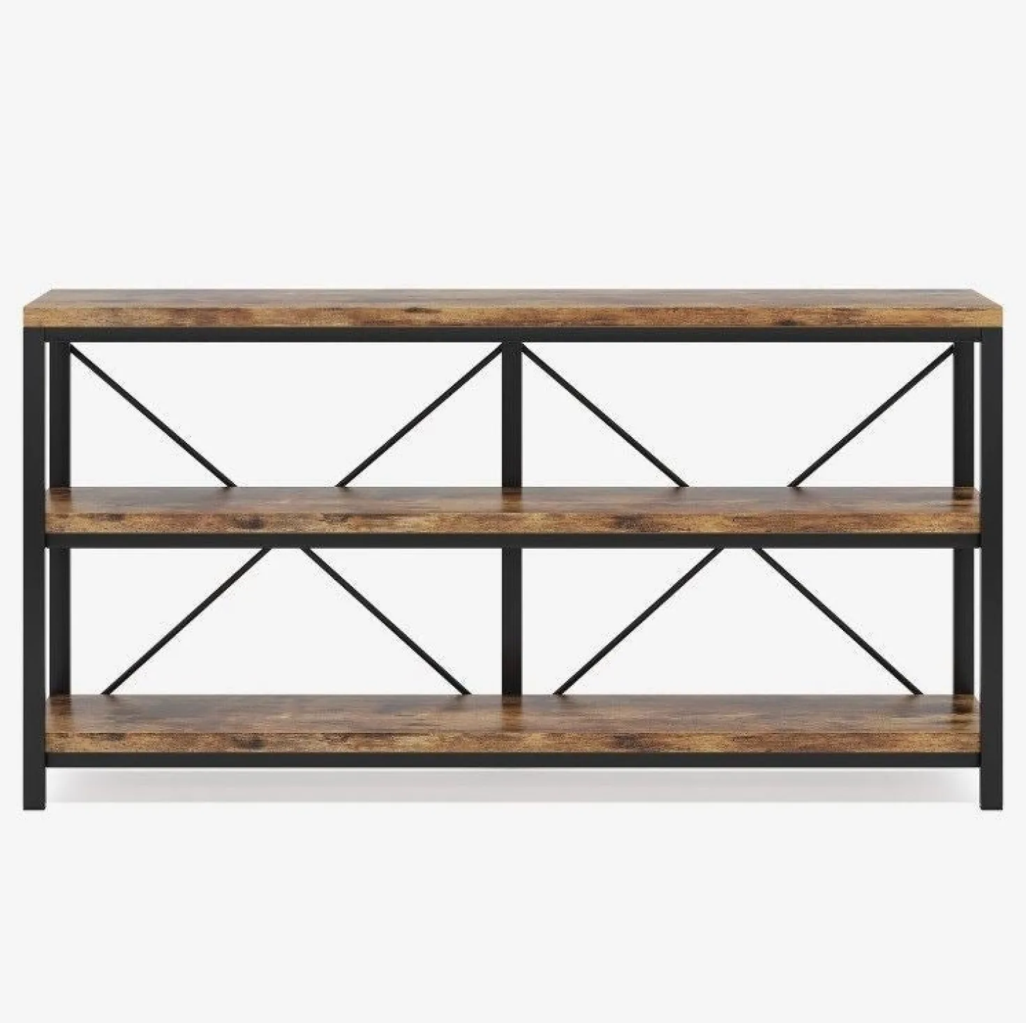 55" Console Table, Sofa Table TV Stand with 3-Tier Storage Shelves