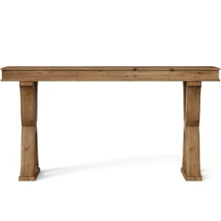63" Console Table, Solid Wood Sofa Console Entryway Table with X-Shaped Legs