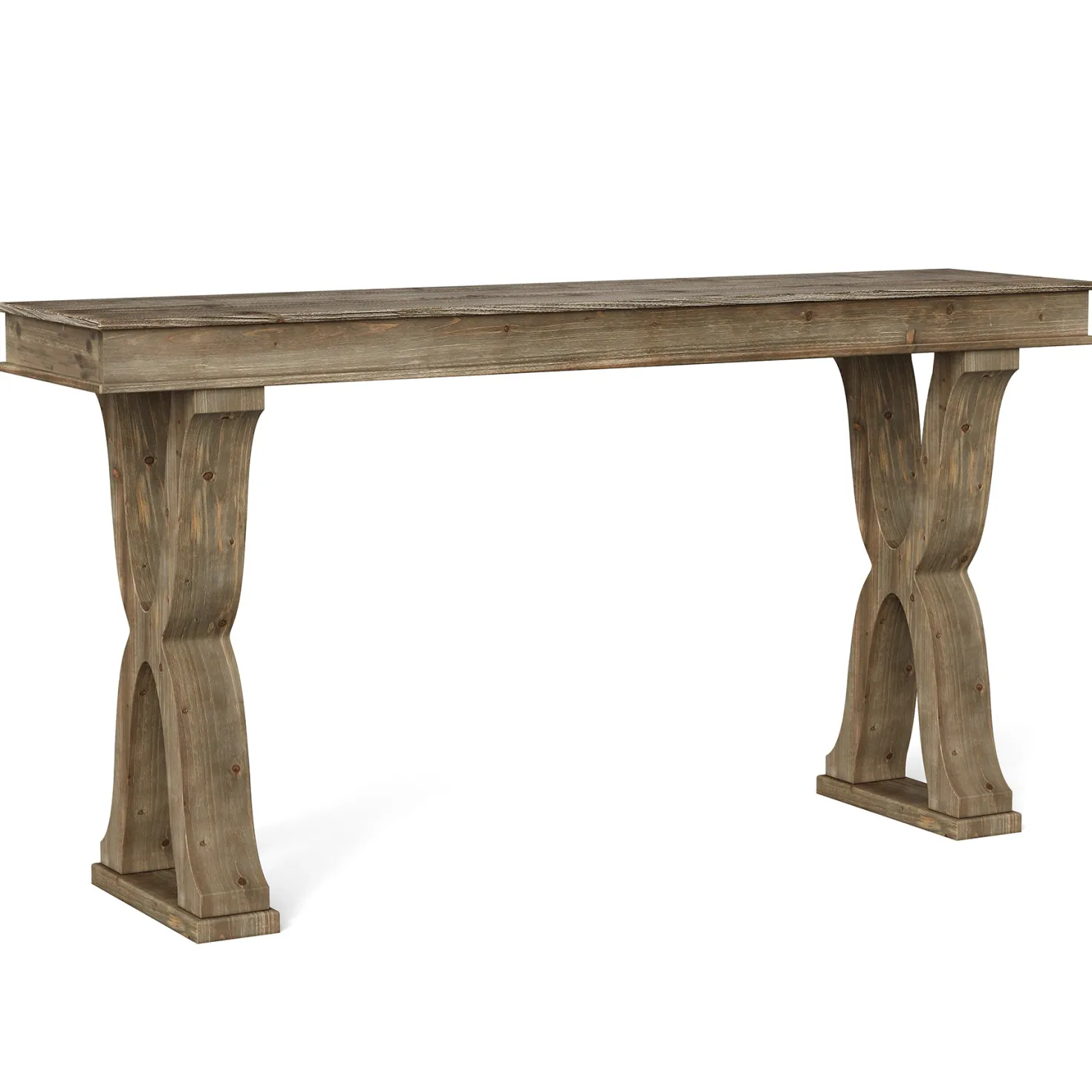 63" Console Table, Solid Wood Sofa Console Entryway Table with X-Shaped Legs