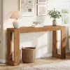 63" Console Table, Solid Wood Sofa Table with Reinforced Base