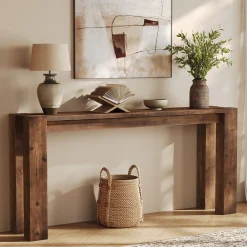 70.9" Console Table, Solid Wood Long Sofa Table for Entryway