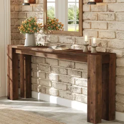 70.9" Console Table, Solid Wood Long Sofa Table for Entryway