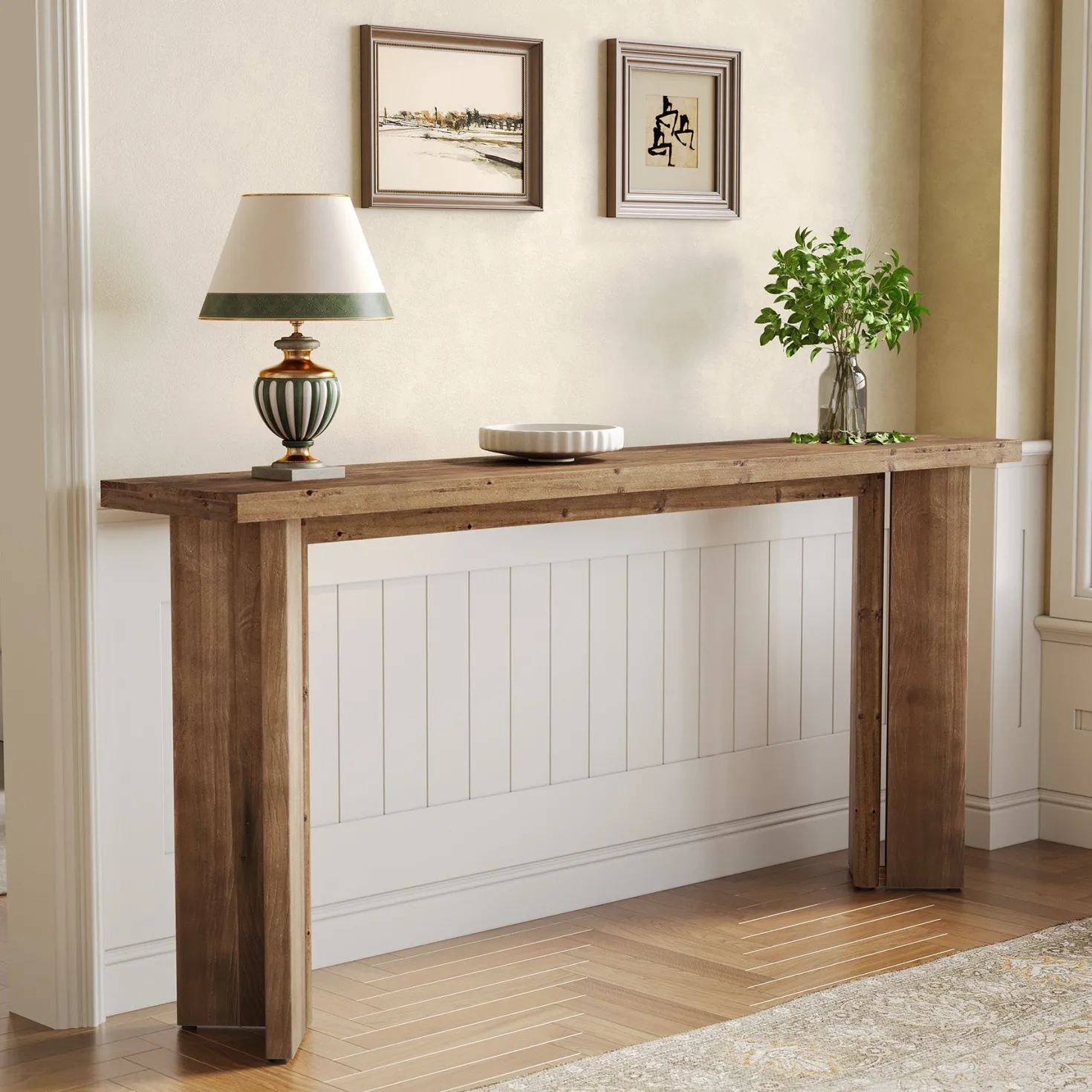70.9" Console Table, Solid Wood Sofa Table Entryway Foyer Table