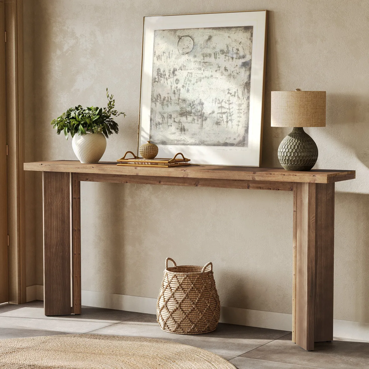 70.9" Console Table, Solid Wood Sofa Table Entryway Foyer Table