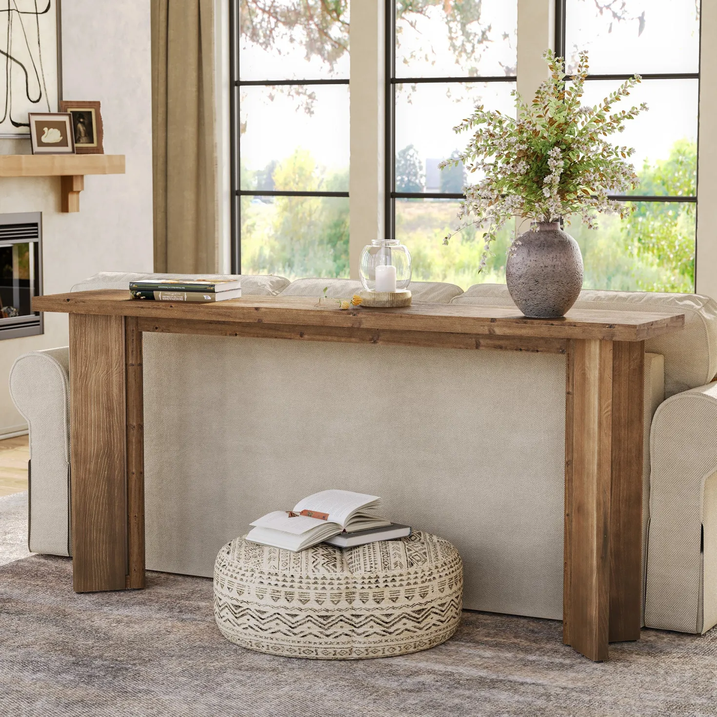 70.9" Console Table, Solid Wood Sofa Table Entryway Foyer Table