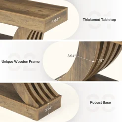 70.9" Console Table, 3-Tier Entryway Couch Table Behind Sofa
