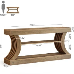 70.9" Console Table, 3-Tier Entryway Couch Table Behind Sofa