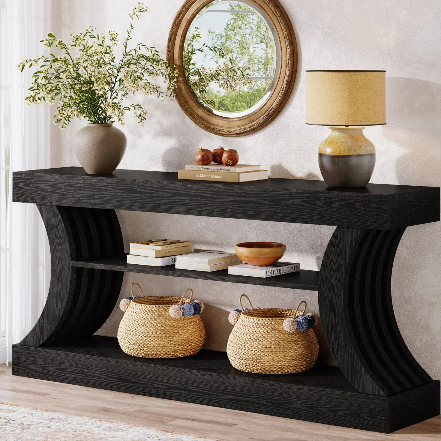 70.9" Console Table, 3-Tier Entryway Couch Table Behind Sofa