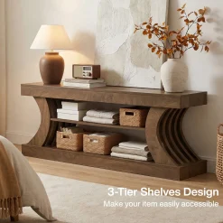 63" Console Table, 3-Tier Entryway Table with Storage for Living Room