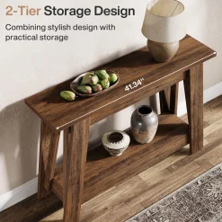 41.3" Console Table, 2-Tier Farmhouse Sofa Entryway Table with Storage