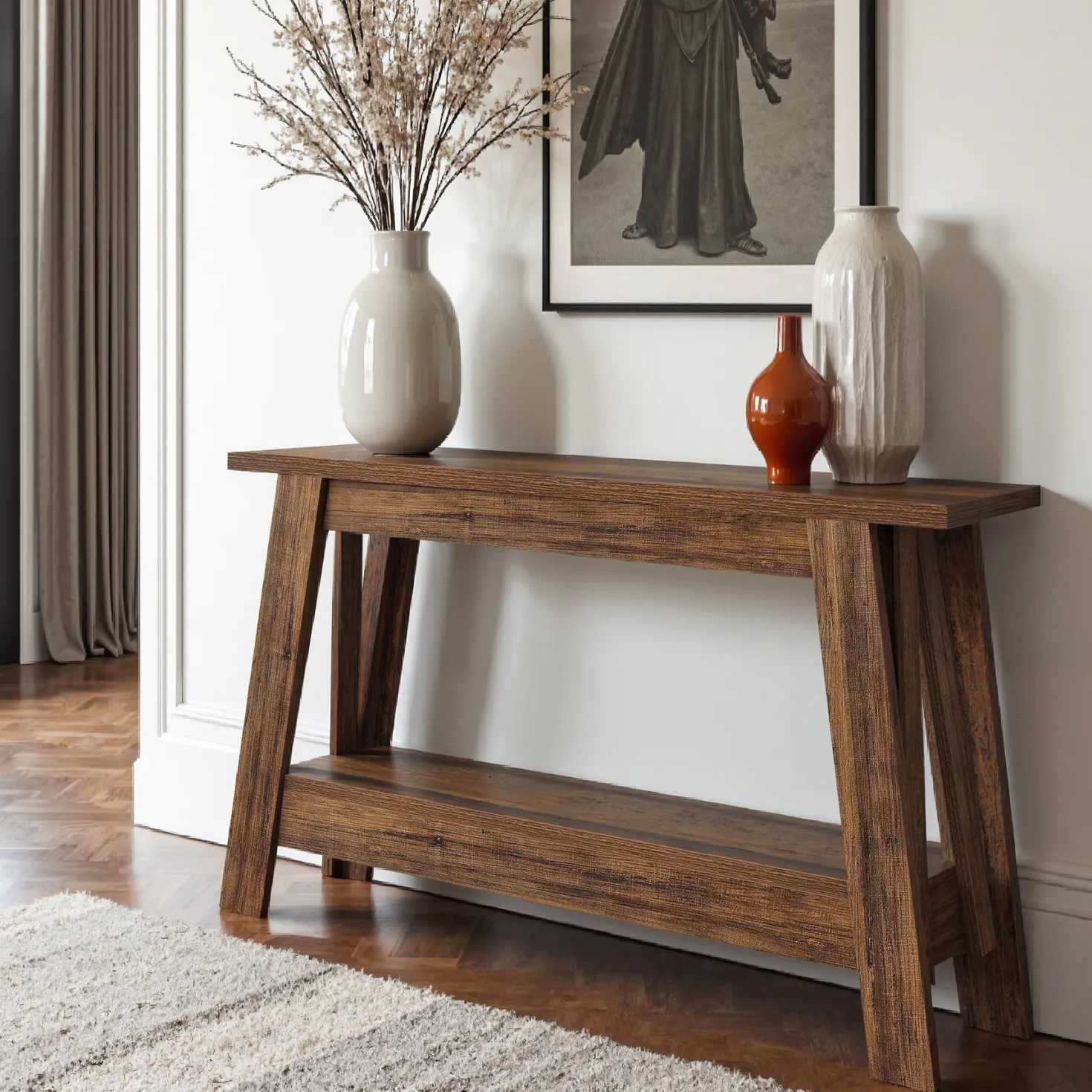 41.3" Console Table, 2-Tier Farmhouse Sofa Entryway Table with Storage