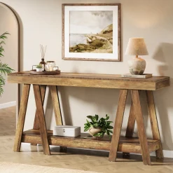 70.87" Console Table, 2-Tier Farmhouse Entryway Table Behind Sofa
