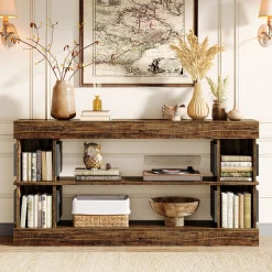 63" Console Table, 3-Tier Farmhouse Hallway Sofa Table