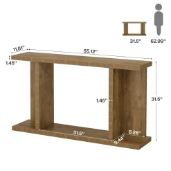 55" Console Table, 2-Tier Farmhouse Entryway Sofa Table Behind Couch