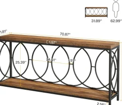 70.9" Console Table, 2-Tier Long Sofa Table Entryway Console with Storage Shelf