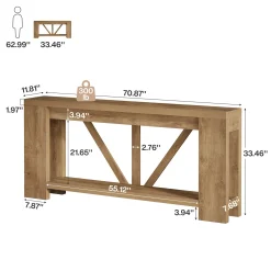 70.8" Console Table, 2-Tier Long Sofa Table Hallway Table