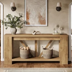 70.8" Console Table, 2-Tier Long Sofa Table Hallway Table