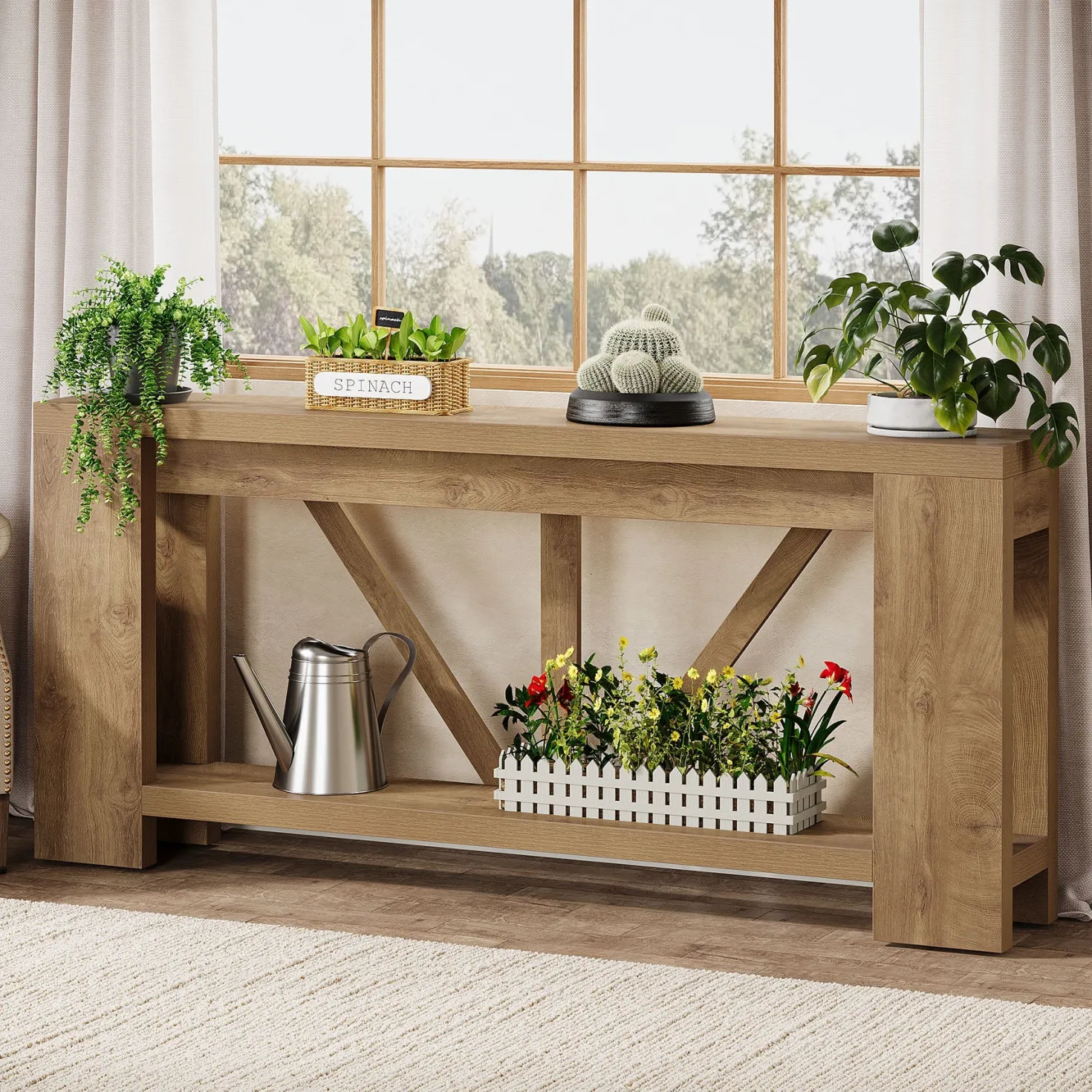 70.8" Console Table, 2-Tier Long Sofa Table Hallway Table